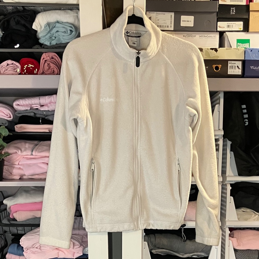 Columbia Winter White Fleece Jacket With Adjustable Waistband